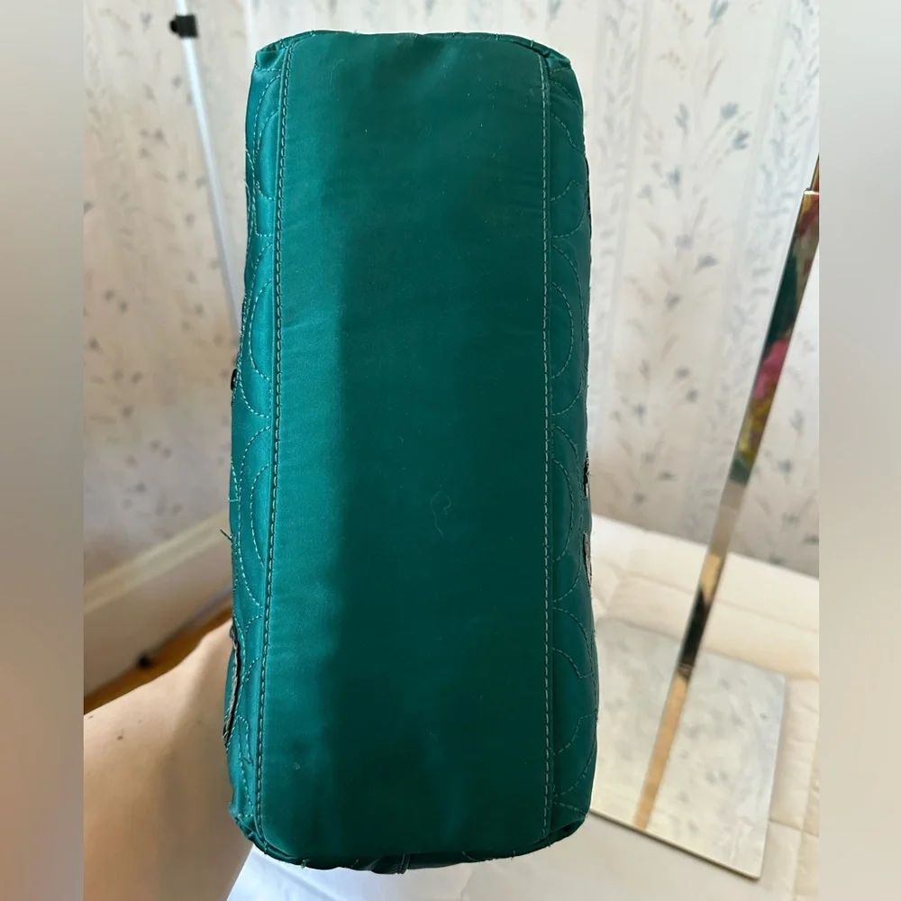 Coach Emerald Satin Tote with Circle Sequin Pattern - Picture 8 of 16